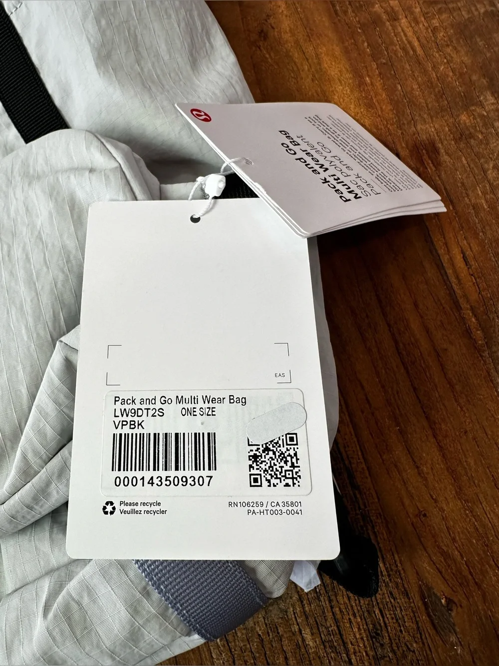 lululemon athletica Light Gray Backpack with Black Straps